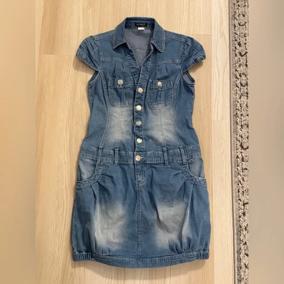 white christmas dresses Lace Print Denim Mini Dress